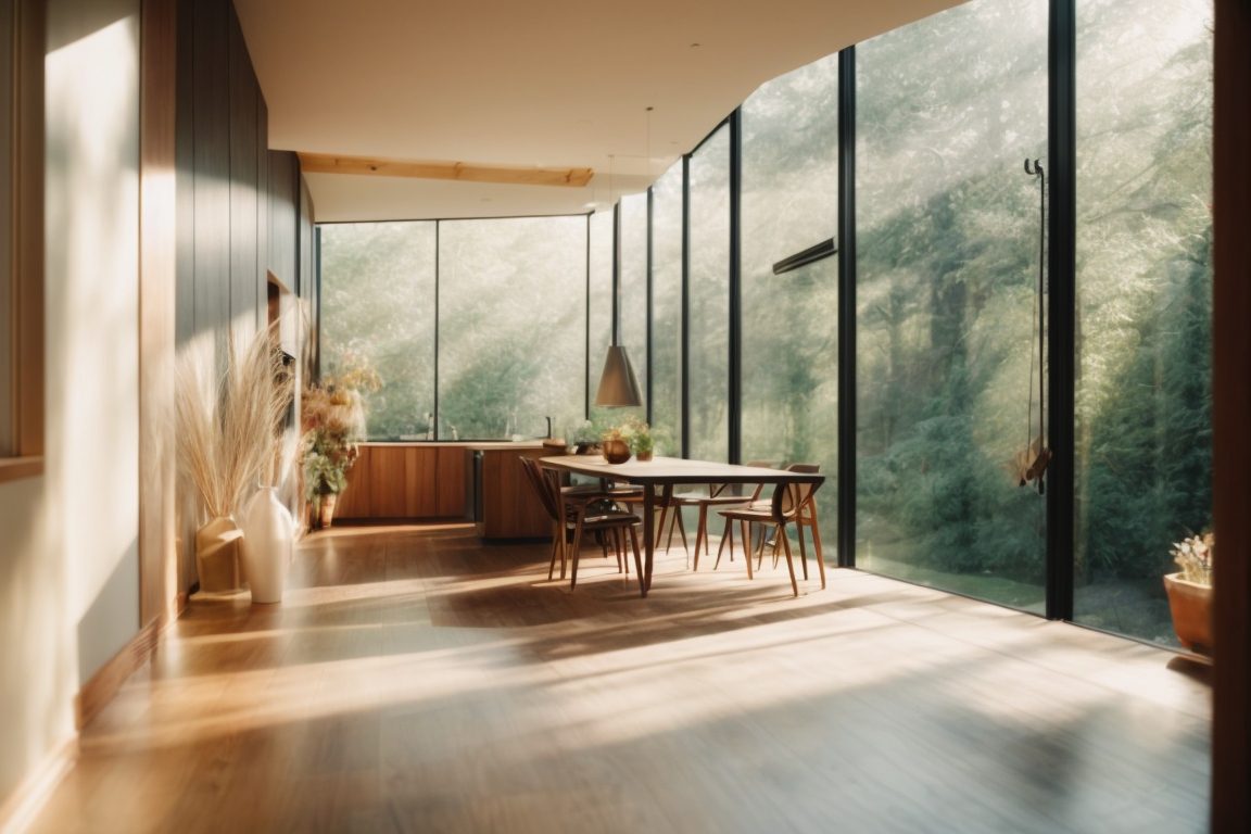 Seattle home interior with sunlight filtering through window film