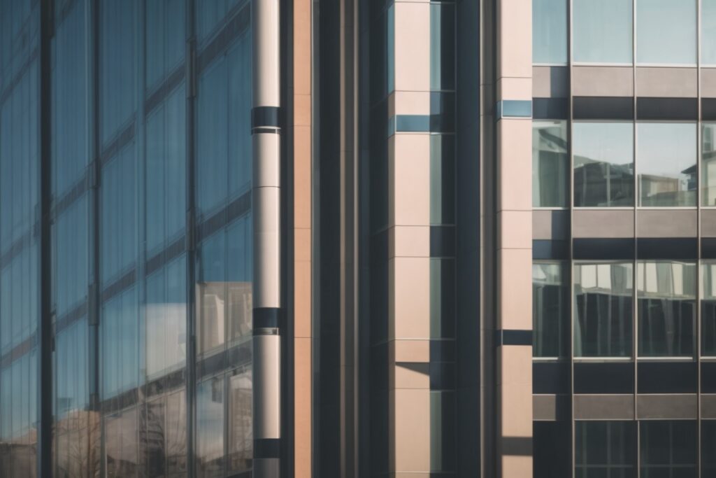 modern office building with energy-efficient window tint in sunlight