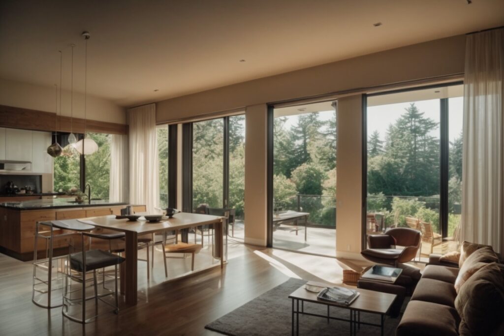 Seattle home interior showing energy-efficient window film installation
