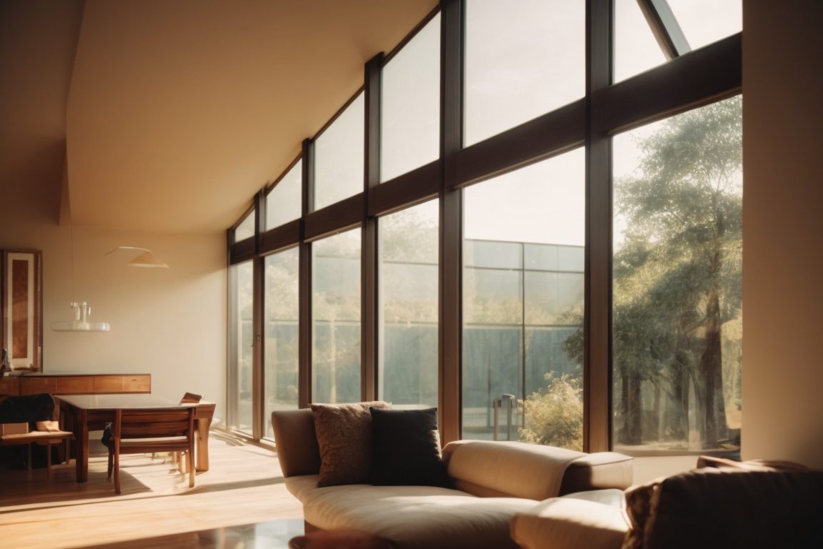 interior view of a sunlit room with heat control window film