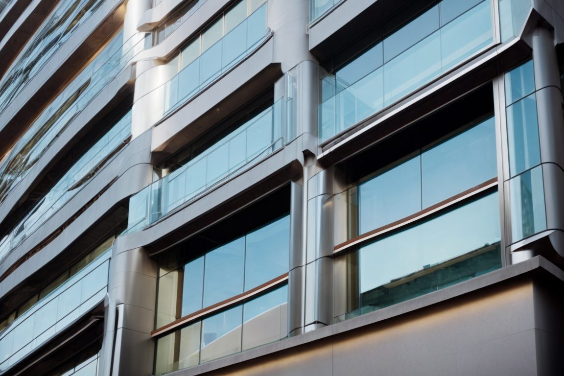 Seattle office building with installed thermal window film, energy efficient